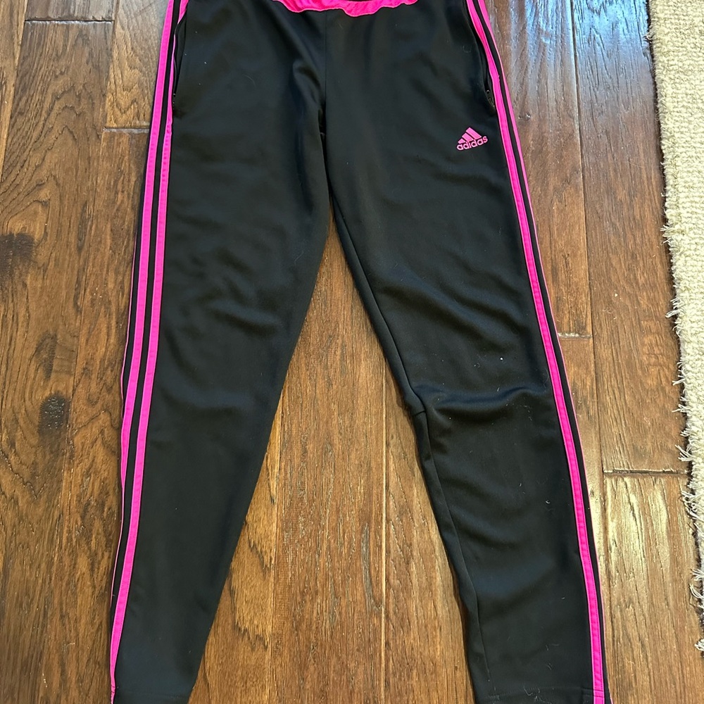 Adidas Black and Pink Track Pants
